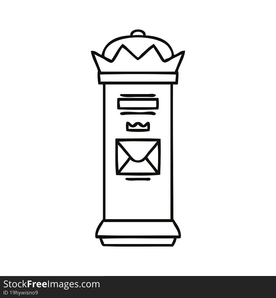 line drawing cartoon british post box