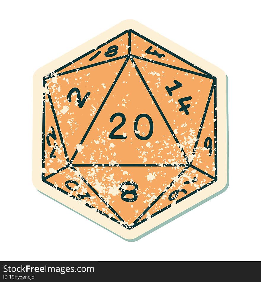 Natural 20 D20 Dice Roll Illustration