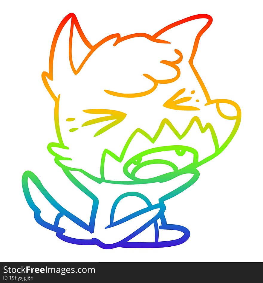 rainbow gradient line drawing angry cartoon fox