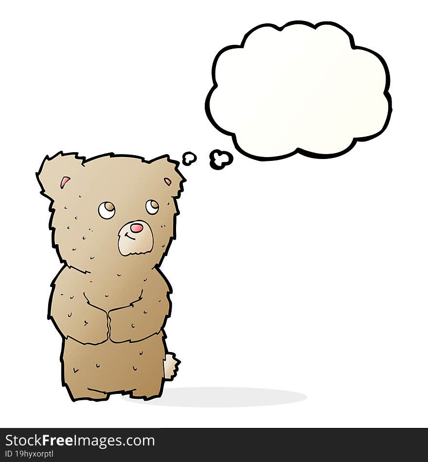 cartoon teddy bear with thought bubble