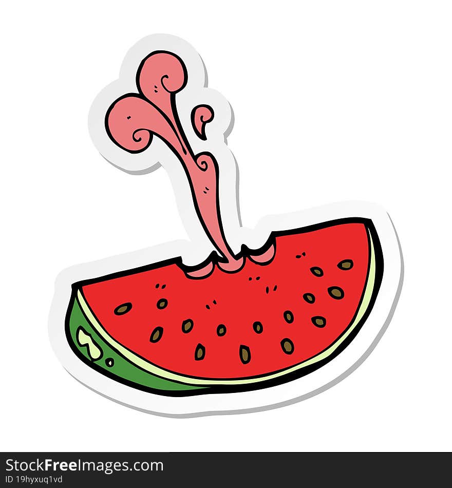 sticker of a cartoon squirting watermelon