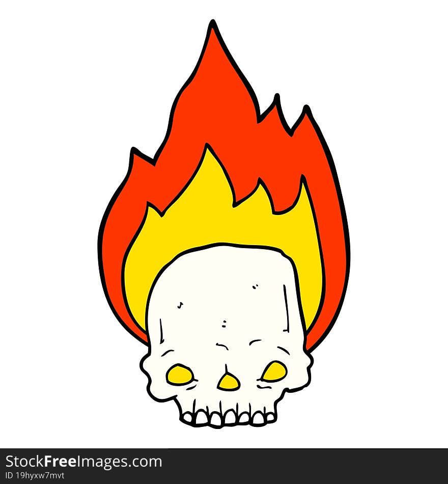 Spooky Cartoon Flaming Skull