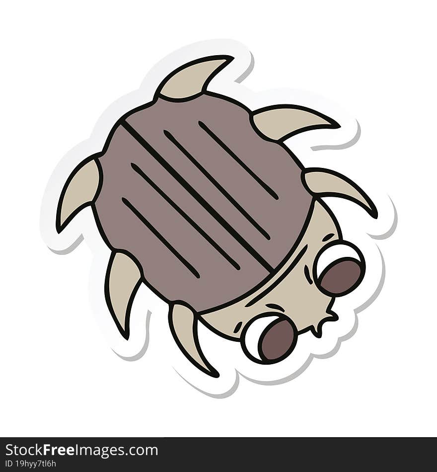 sticker of a quirky hand drawn cartoon beetle