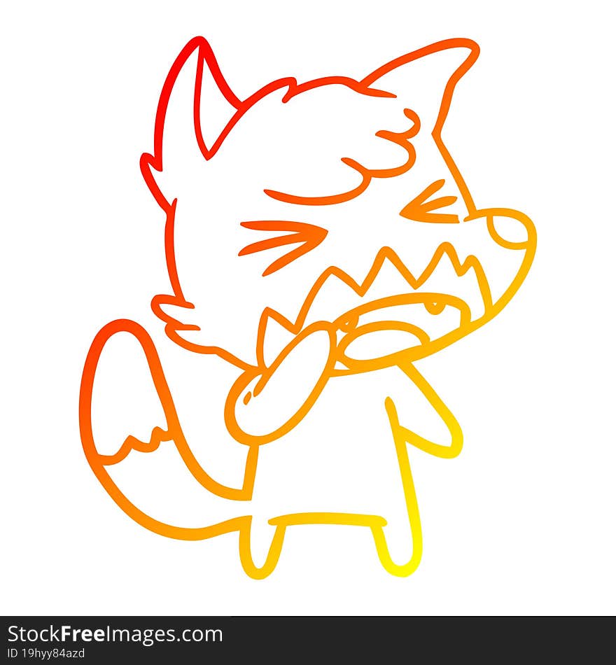 warm gradient line drawing angry cartoon fox