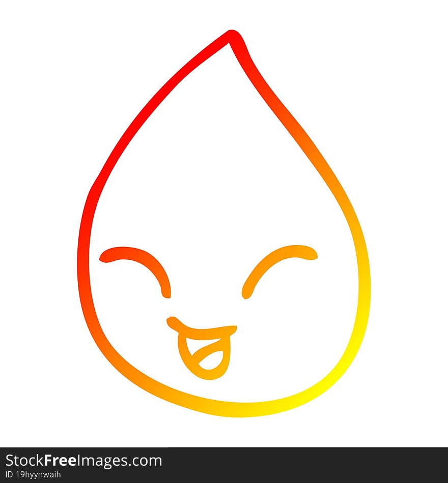 warm gradient line drawing of a cartoon rain drop