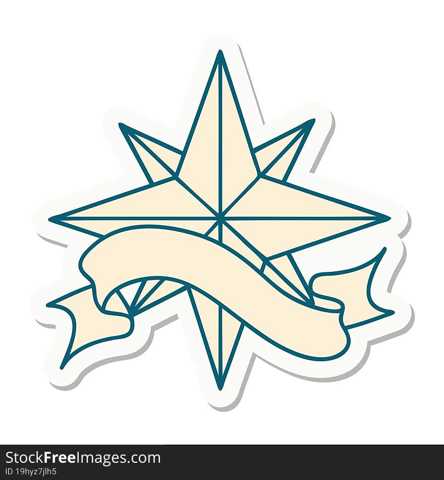 tattoo sticker with banner of a star