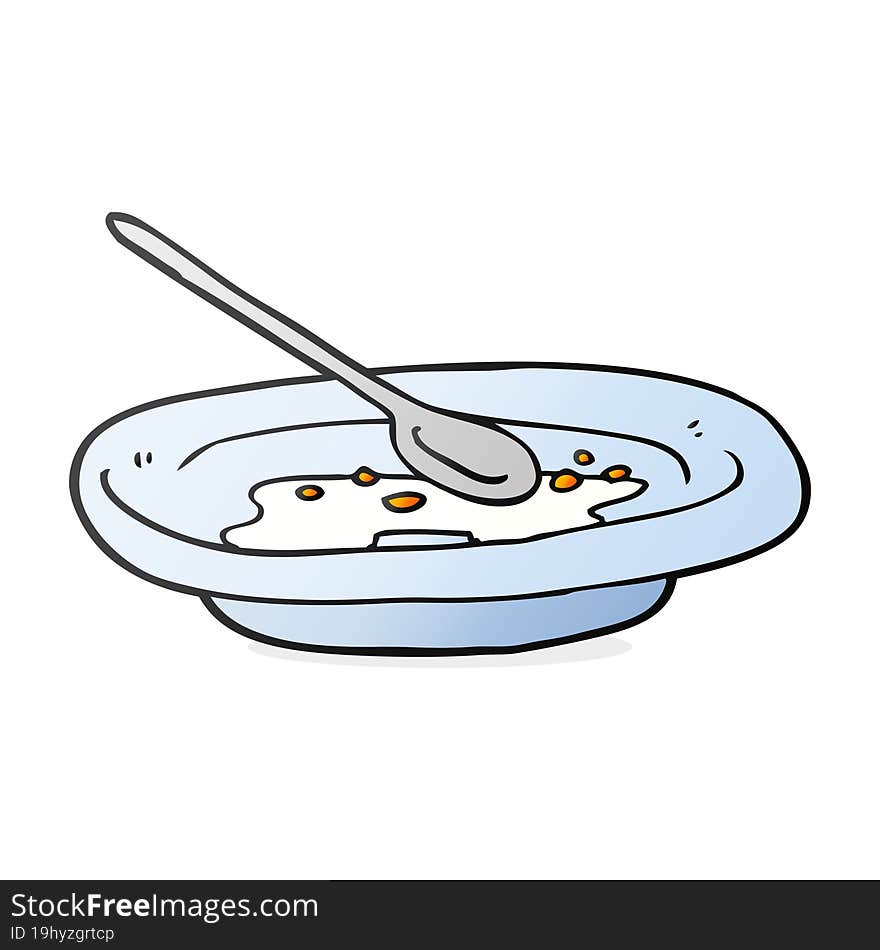 freehand drawn cartoon empty cereal bowl