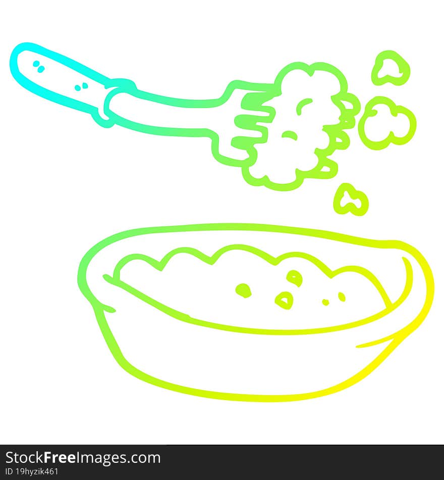 cold gradient line drawing cartoon bowl of food