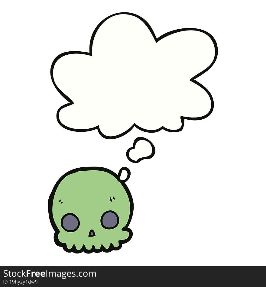 cartoon skull and thought bubble