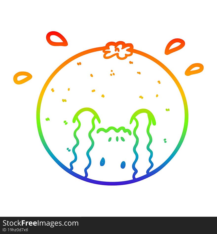 rainbow gradient line drawing of a cartoon orange