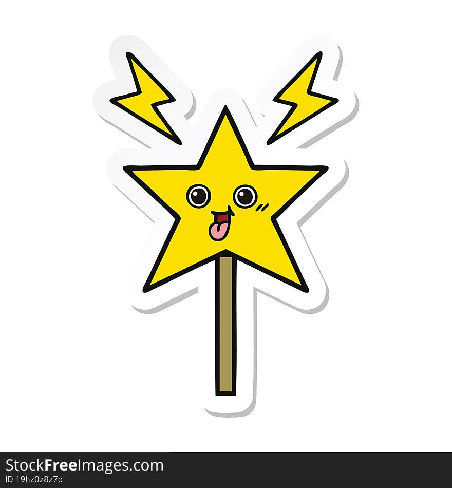 sticker of a cute cartoon magic wand