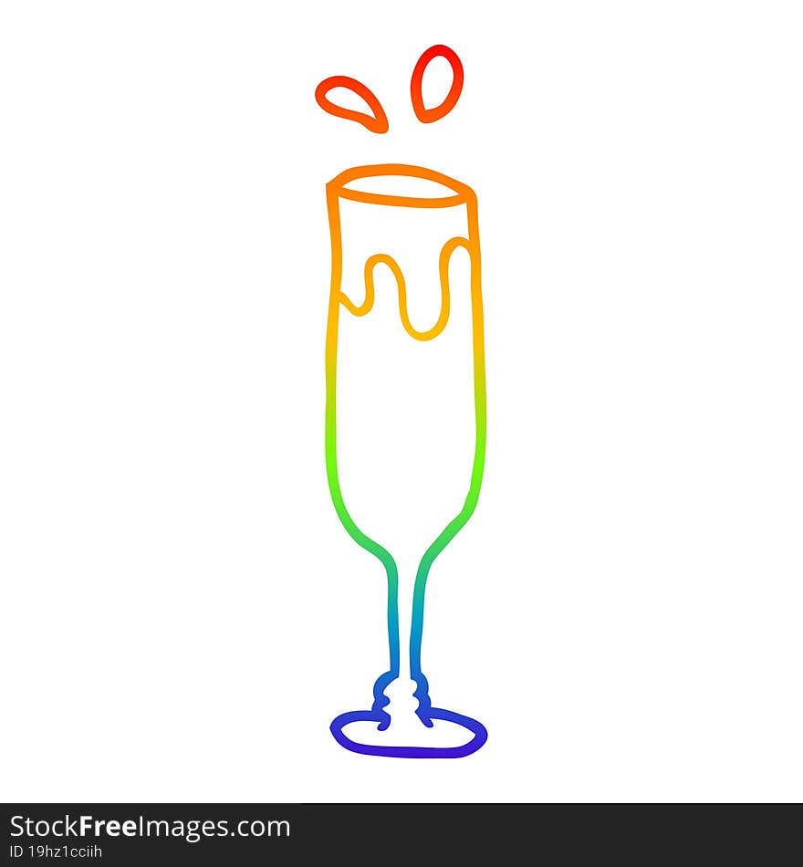 rainbow gradient line drawing cartoon champagne