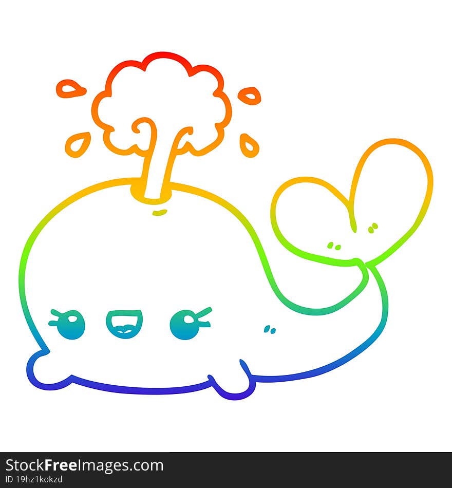 rainbow gradient line drawing cute cartoon whale