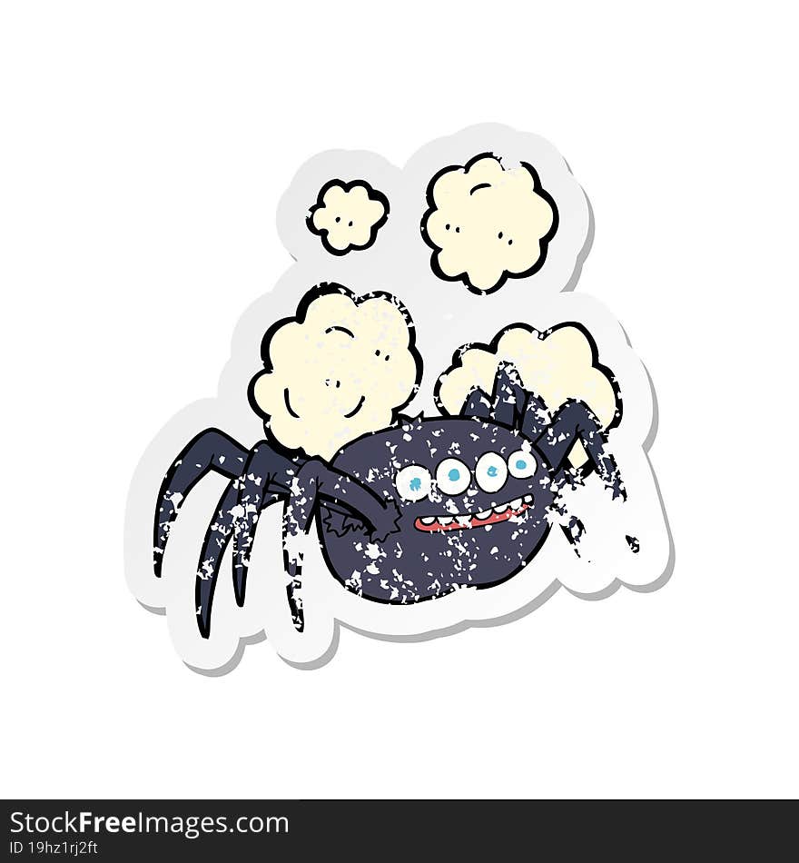 retro distressed sticker of a cartoon spooky spider