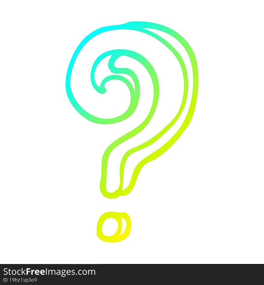 Cold Gradient Line Drawing Cartoon Question Mark