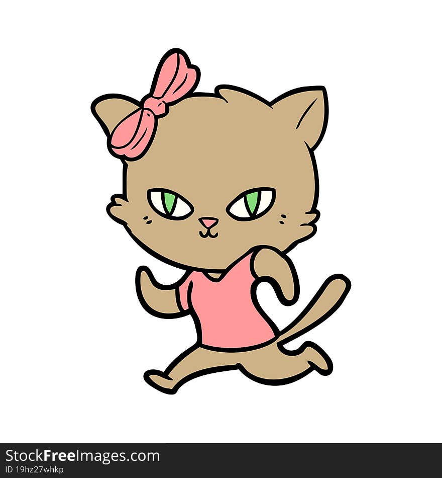 cute cartoon cat jogging. cute cartoon cat jogging