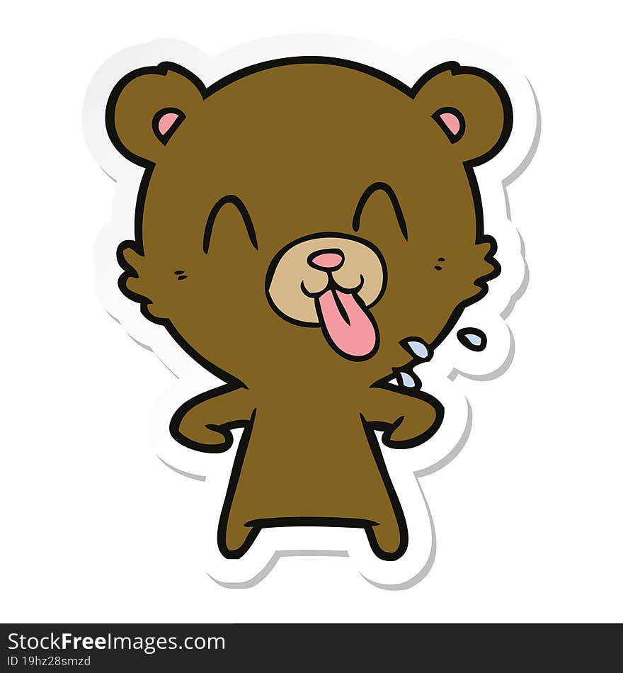 sticker of a rude cartoon bear