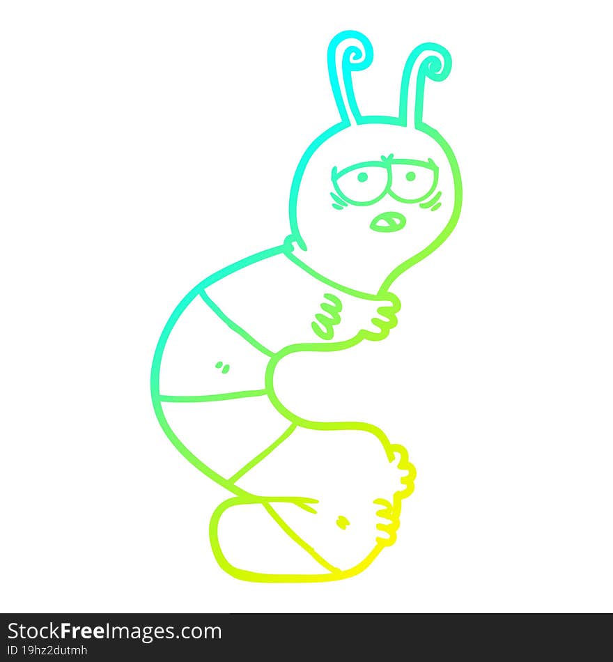 cold gradient line drawing cartoon tired caterpillar