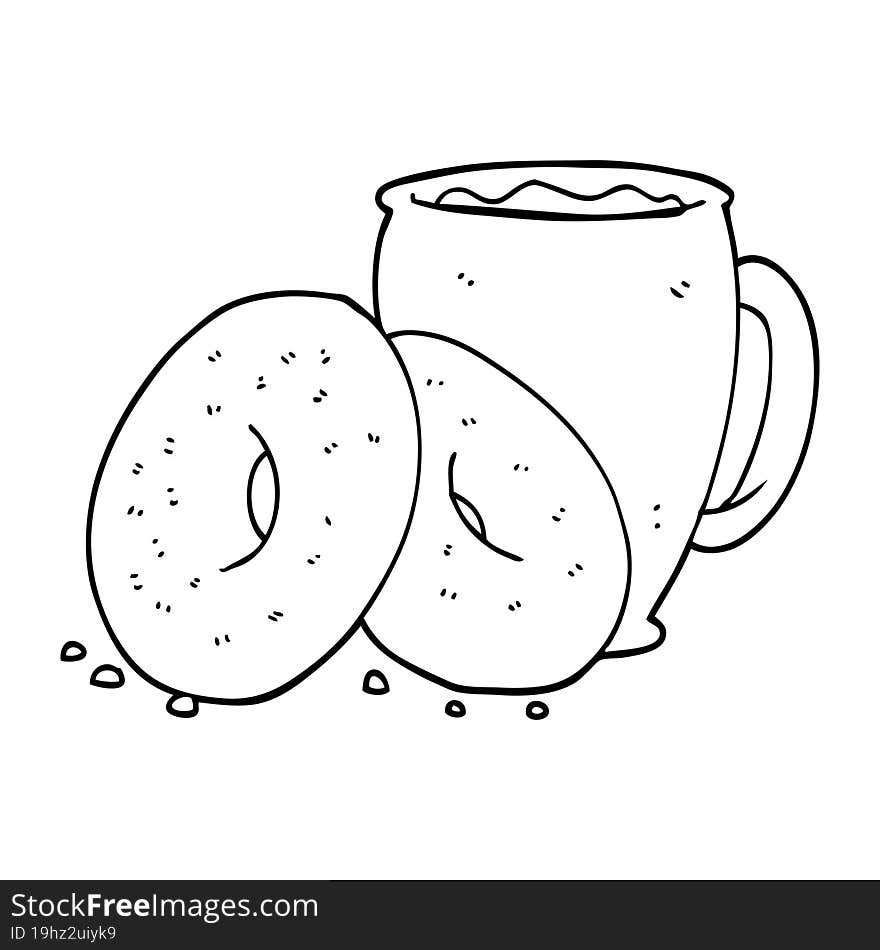 cartoon coffee and donuts