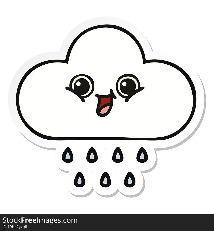 sticker of a cute cartoon rain cloud