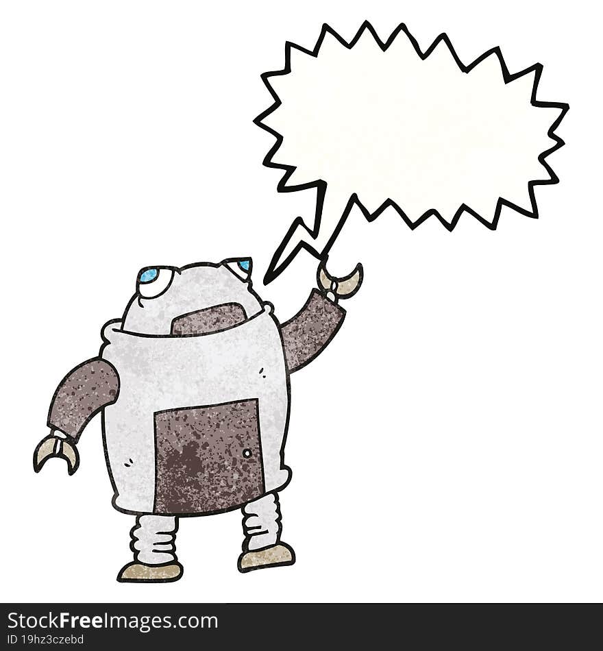 speech bubble textured cartoon robot