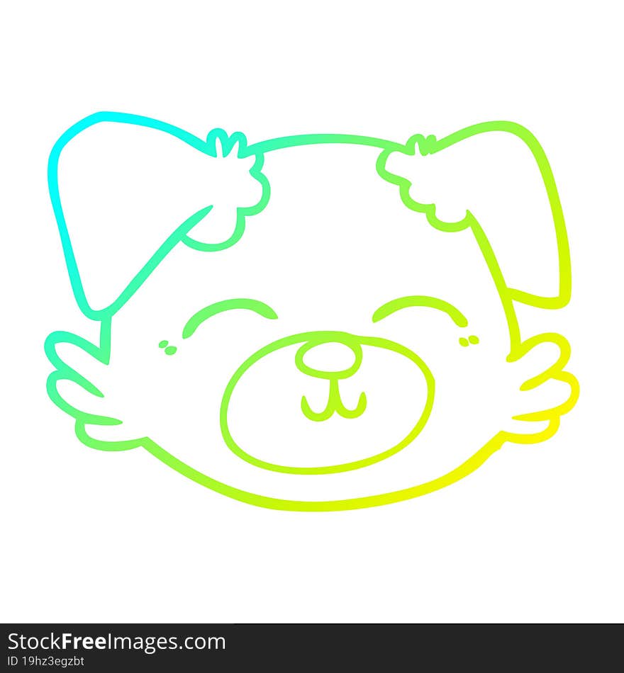 cold gradient line drawing of a cartoon dog face