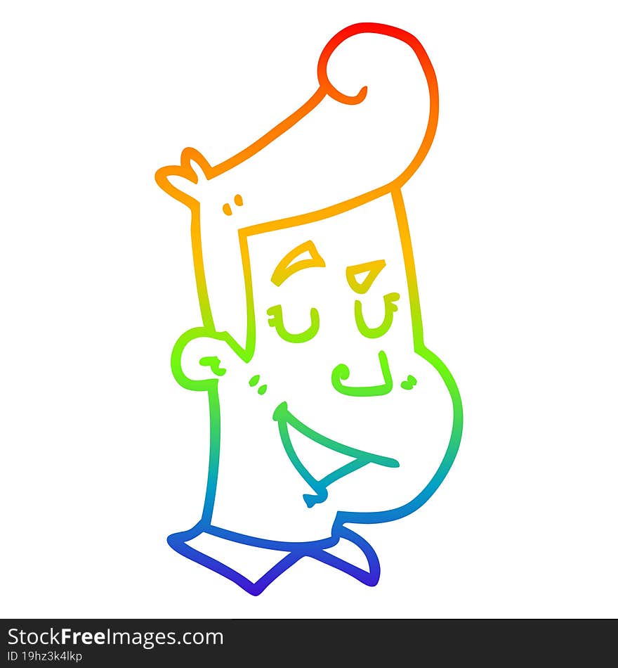 Rainbow Gradient Line Drawing Cartoon Happy Man