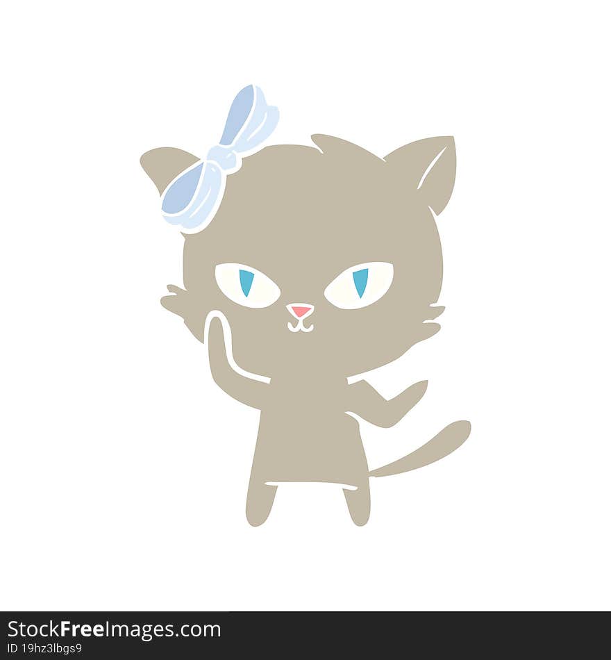 Cute Flat Color Style Cartoon Cat