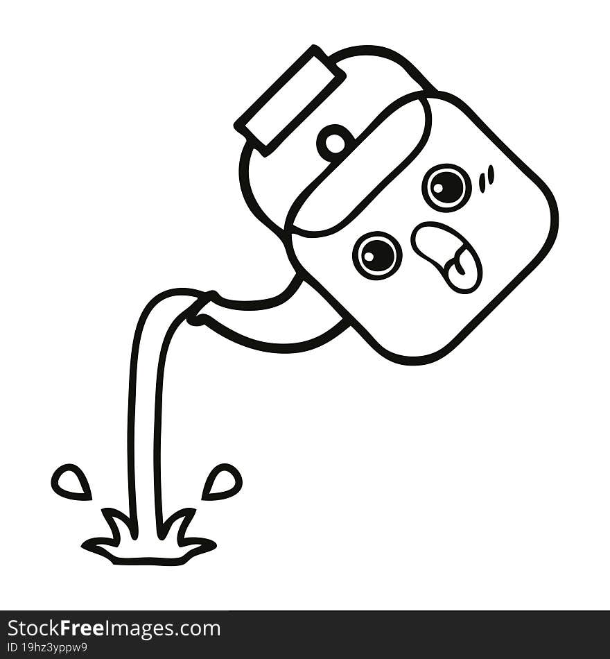 line drawing cartoon pouring kettle