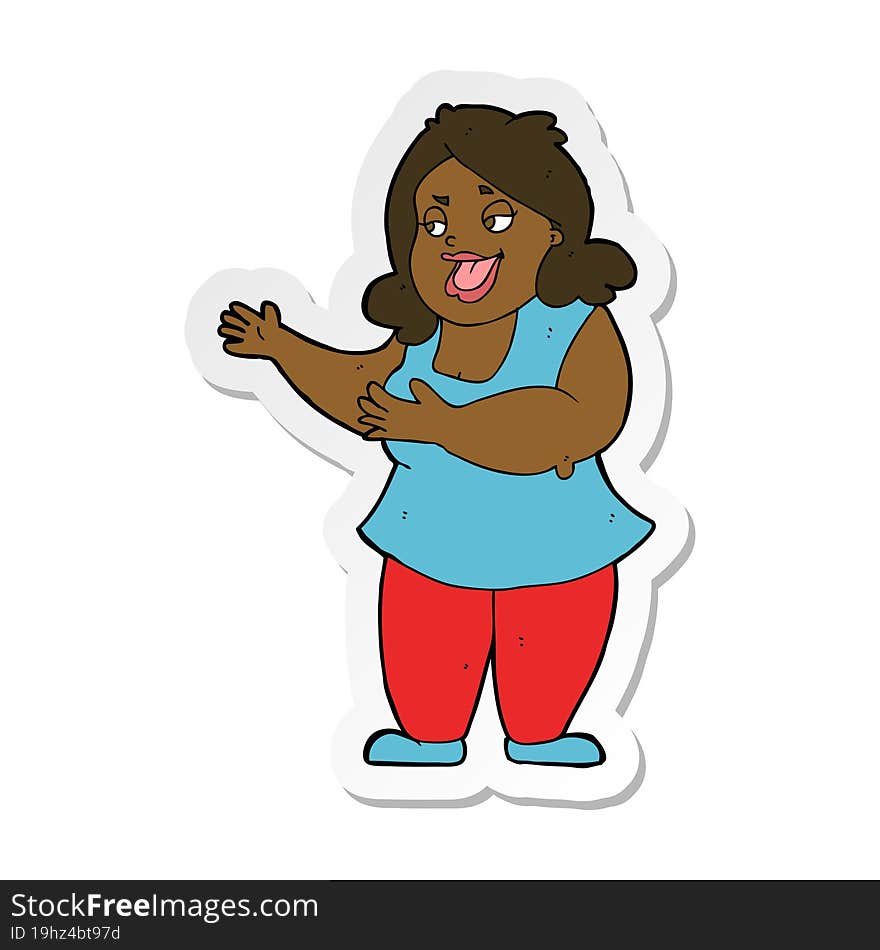 Sticker Of A Cartoon Woman Singing