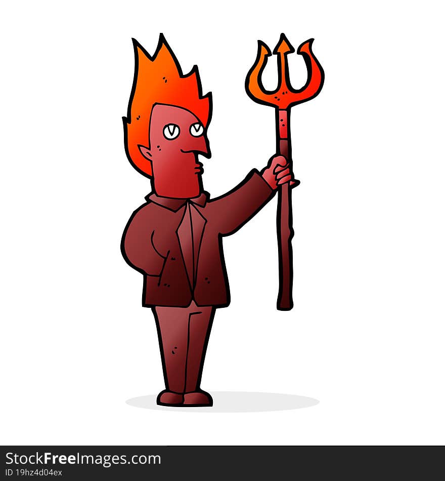 Cartoon Devil With Pitchfork