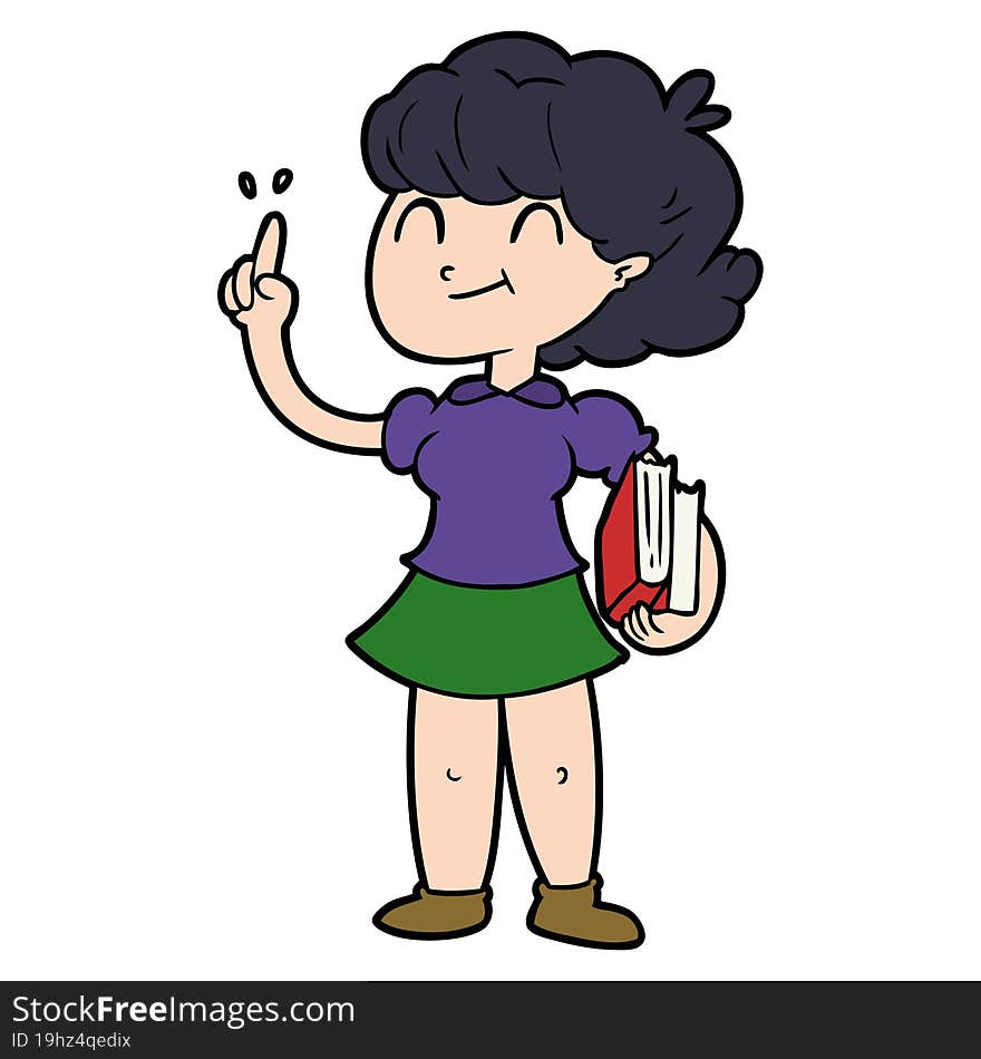 cartoon girl with books. cartoon girl with books