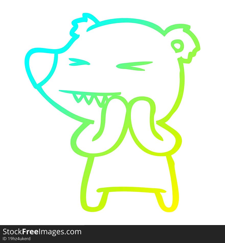 cold gradient line drawing angry polar bear cartoon