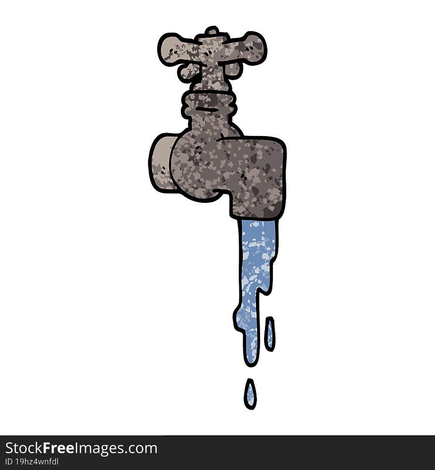 grunge textured illustration cartoon dripping faucet