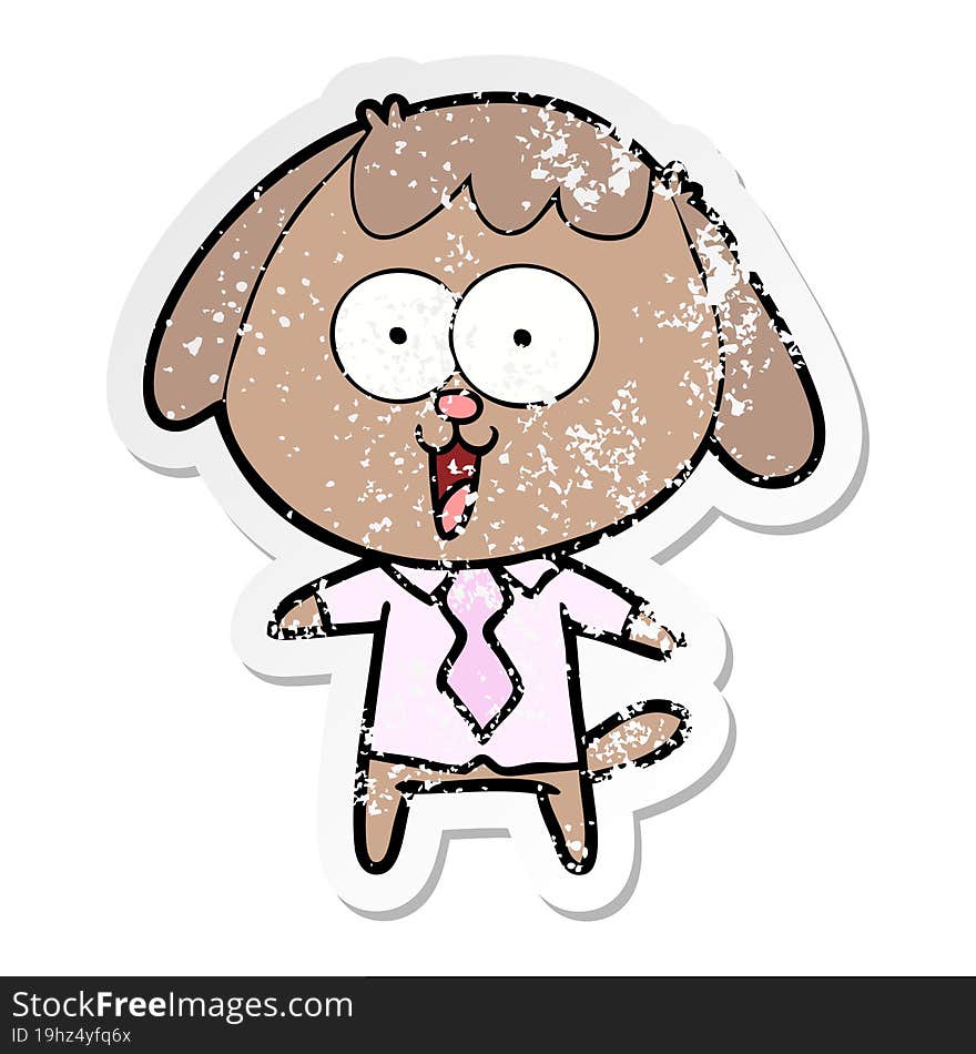 distressed sticker of a cute cartoon dog