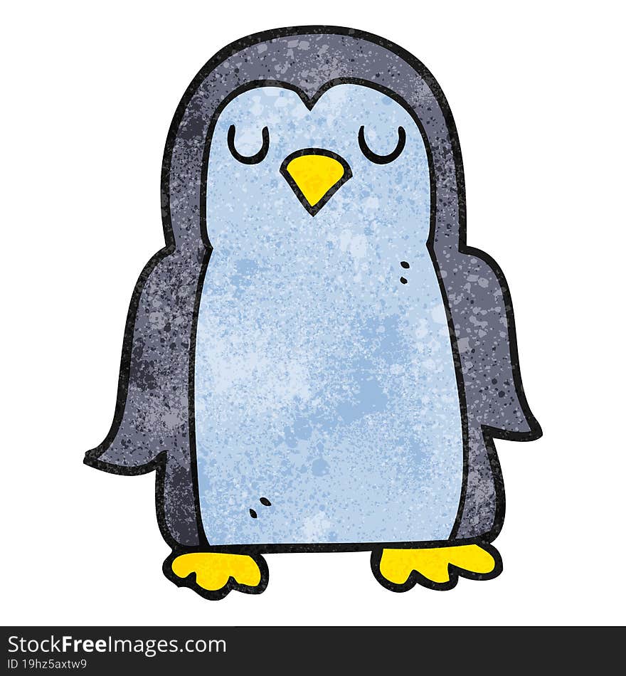 freehand textured cartoon penguin