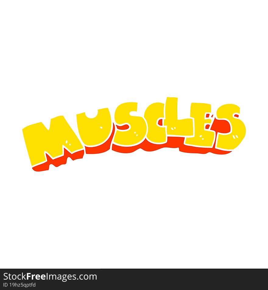 Flat Color Illustration Of A Cartoon Muscles Symbol