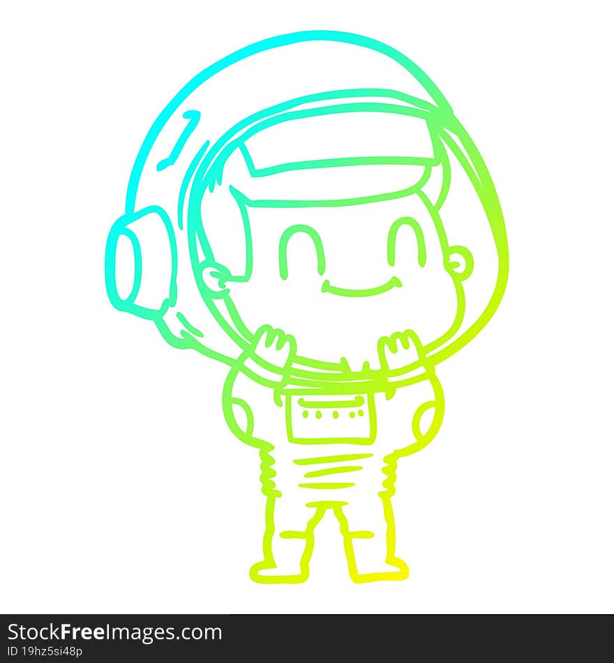 cold gradient line drawing happy cartoon astronaut