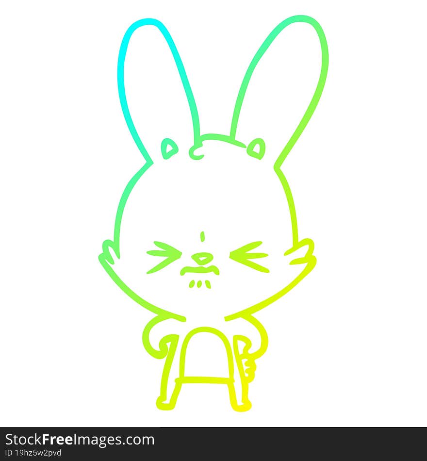 cold gradient line drawing of a cute cartoon rabbit