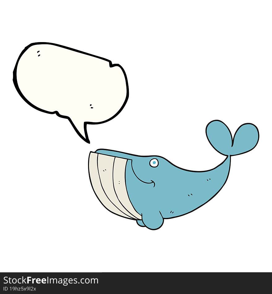 freehand drawn speech bubble cartoon happy whale