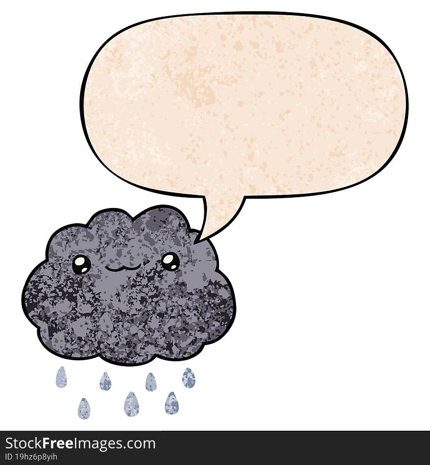 cartoon cloud and speech bubble in retro texture style