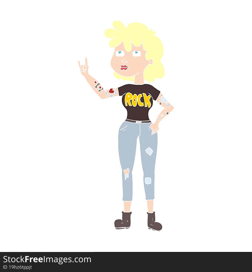 flat color illustration of rocker girl. flat color illustration of rocker girl