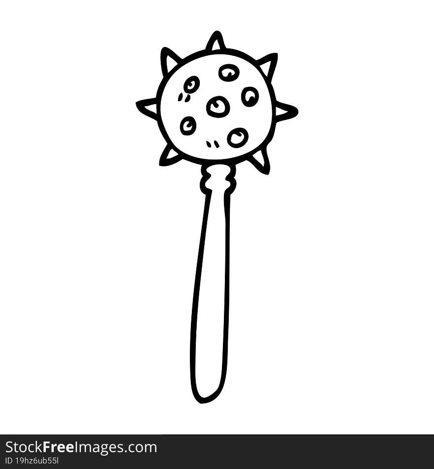 line drawing cartoon medieval mace