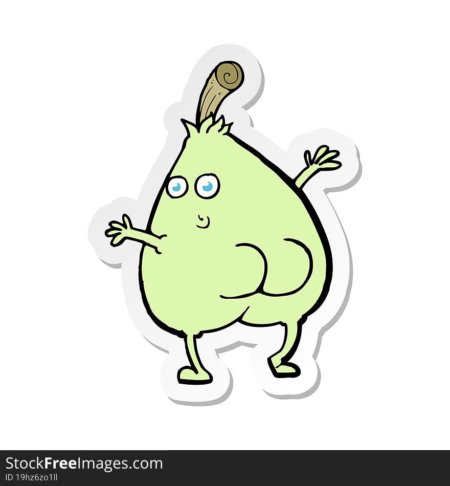 sticker of a a nice pear cartoon