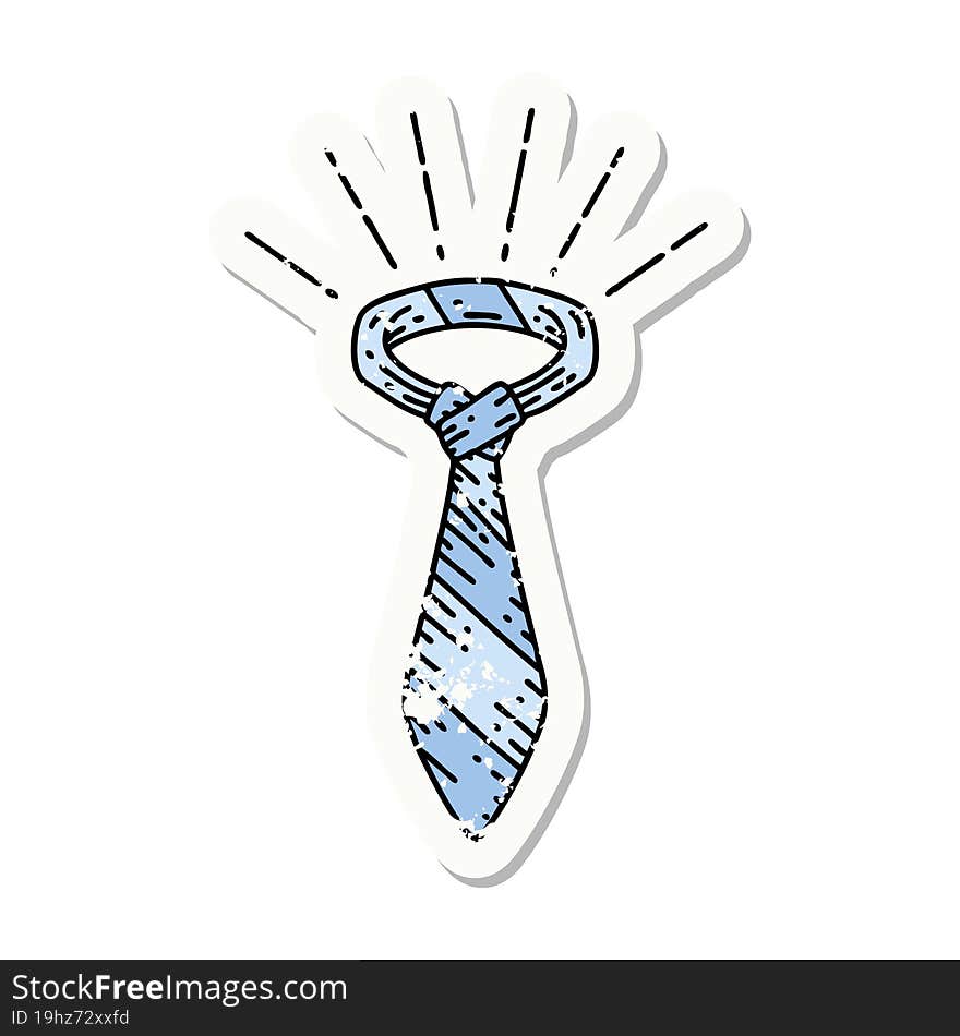 grunge sticker of tattoo style office tie