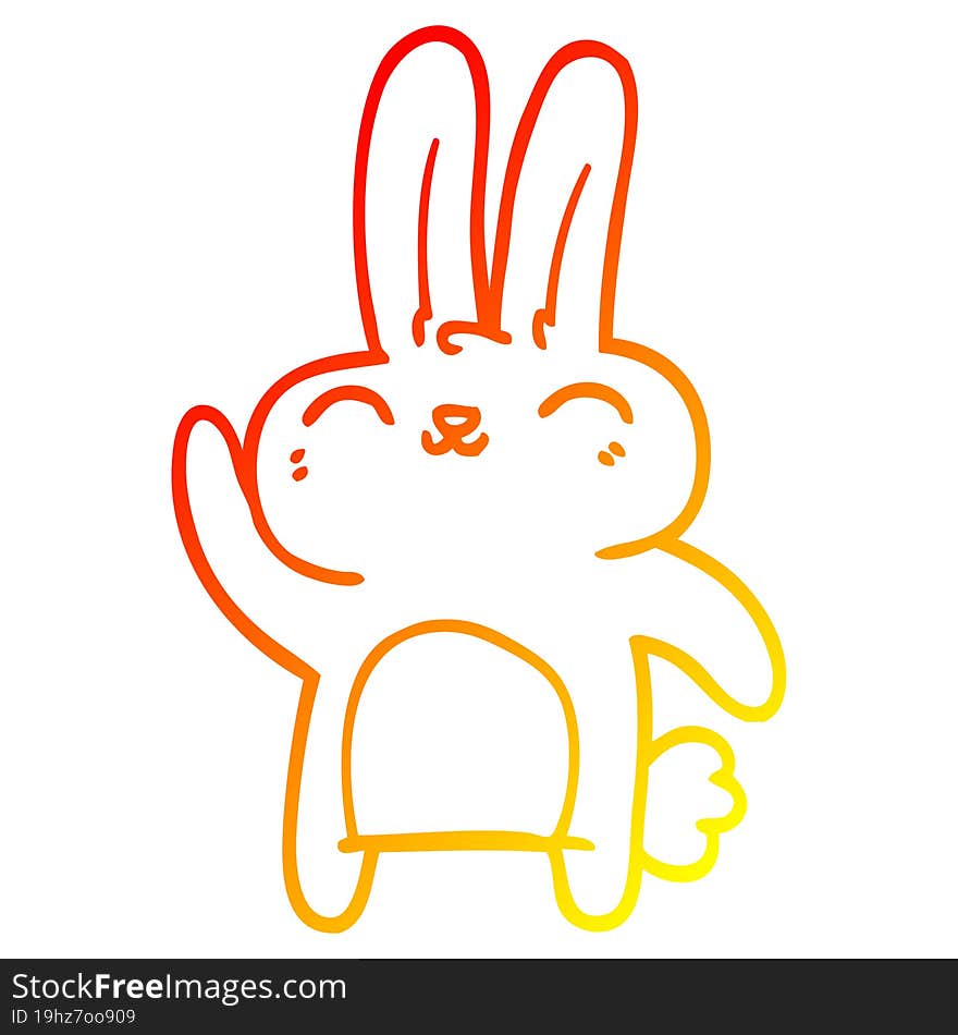 Warm Gradient Line Drawing Cartoon Happy Rabbit