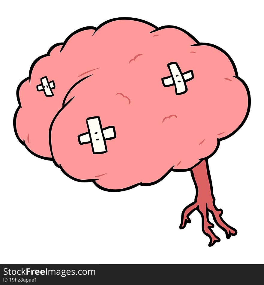 cartoon injured brain. cartoon injured brain