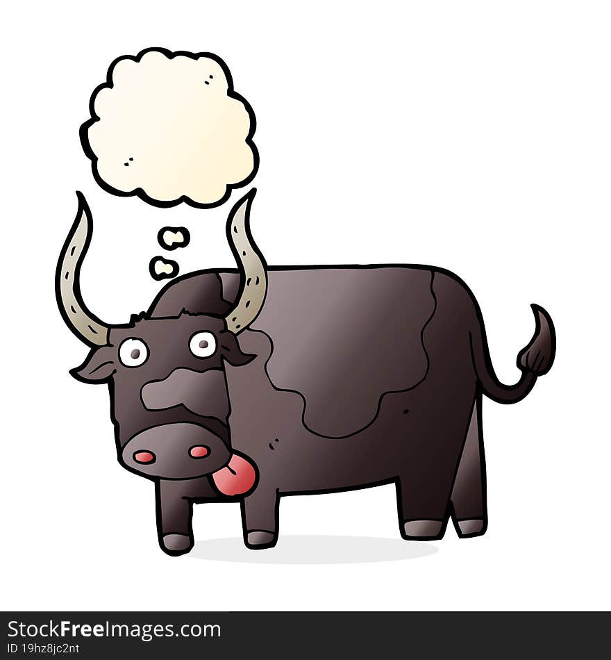 cartoon bull with thought bubble