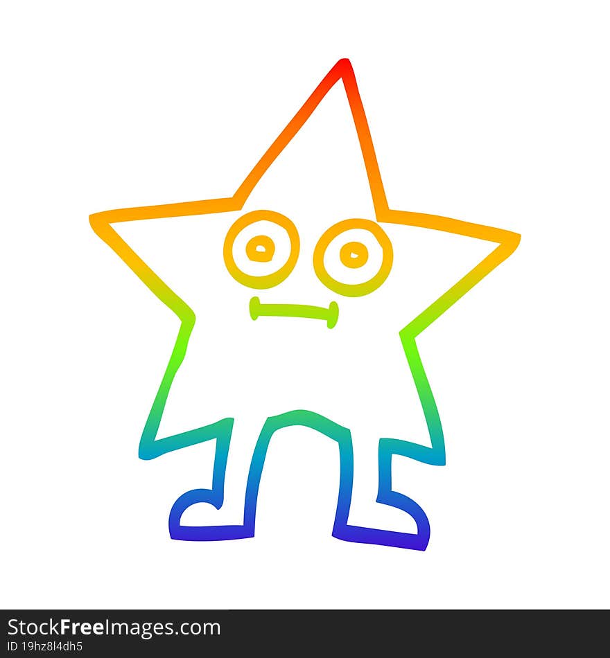 rainbow gradient line drawing cartoon star character