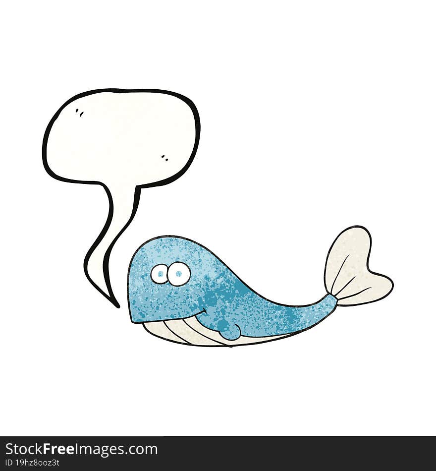 speech bubble textured cartoon whale